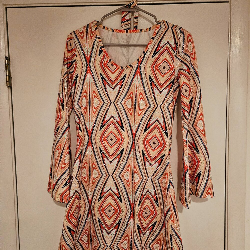 Retro inspired disco dress with matching belt/hair tie